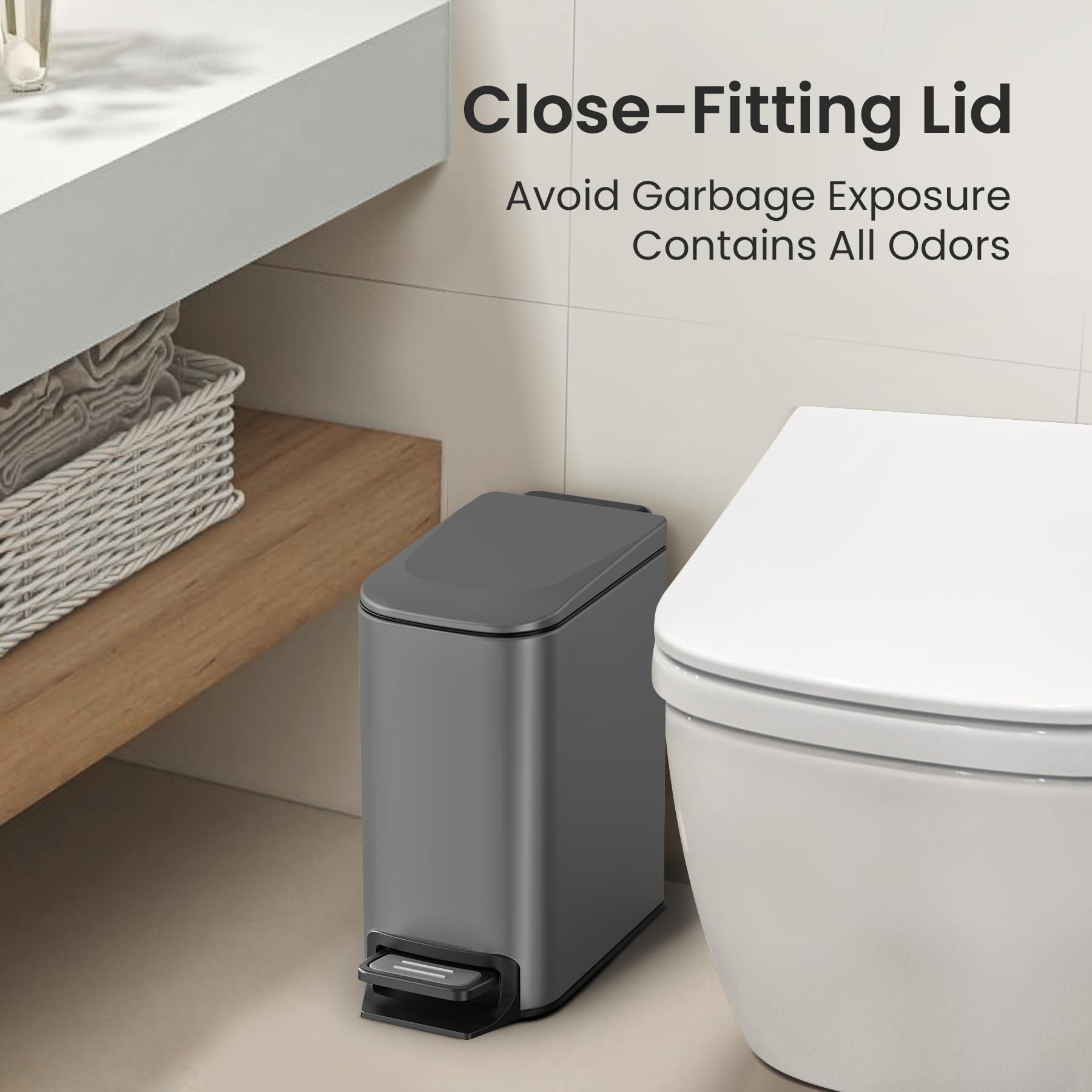 Cesun lid stays open at 90 degrees for easy topping up and quick disposal.