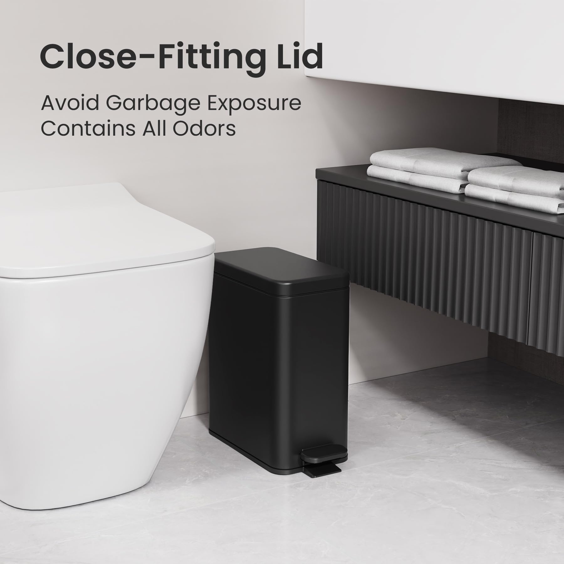 Cesun trash can pedal in action, smooth opening for hands-free use.
