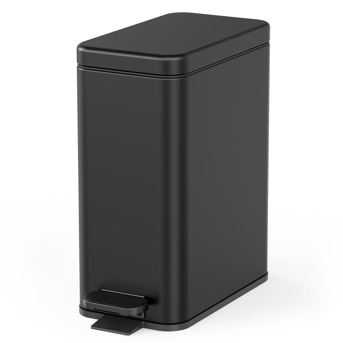 Cesun bathroom trash can with lid showing compact profile for tight spaces.