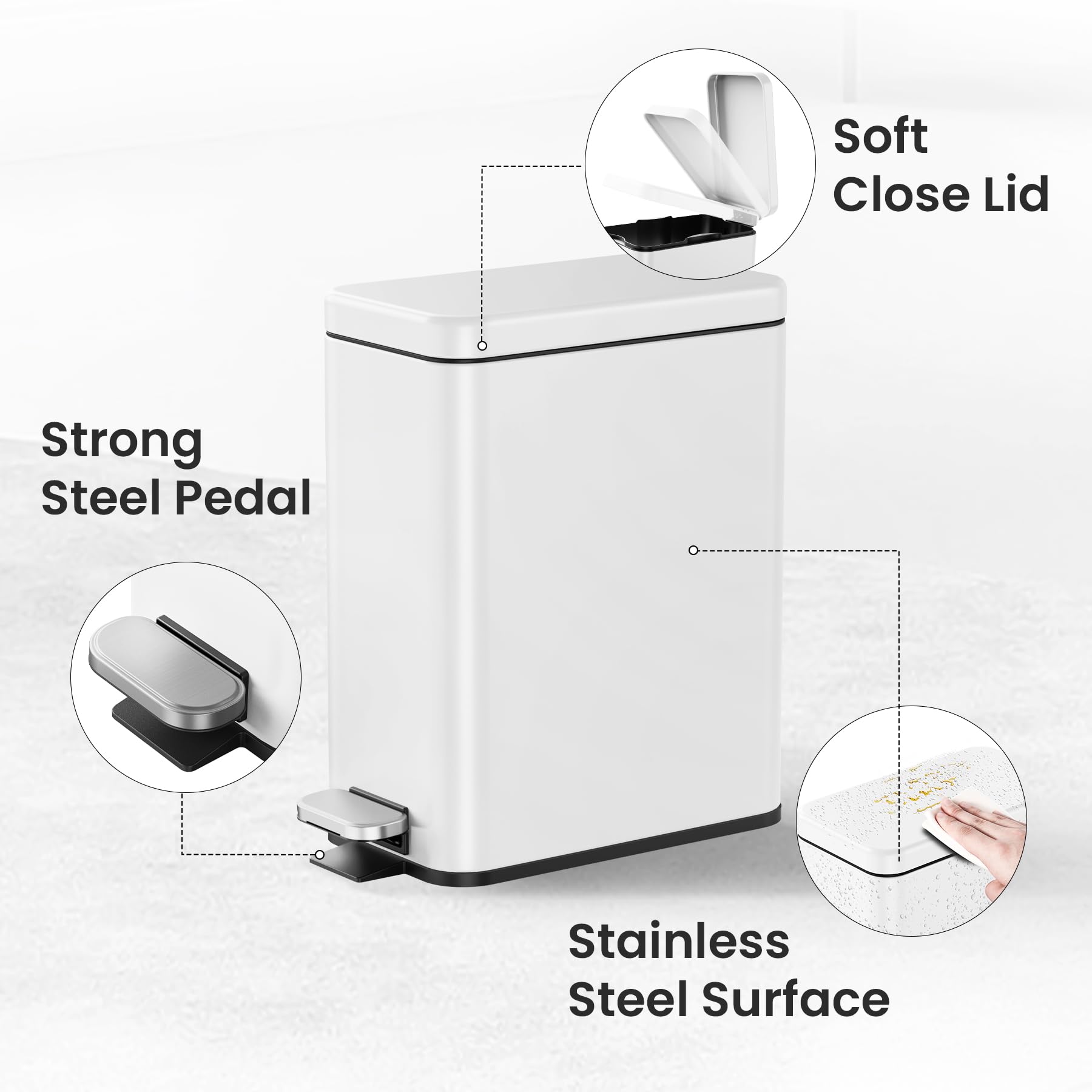Cesun removable inner bucket enables quick, mess-free emptying