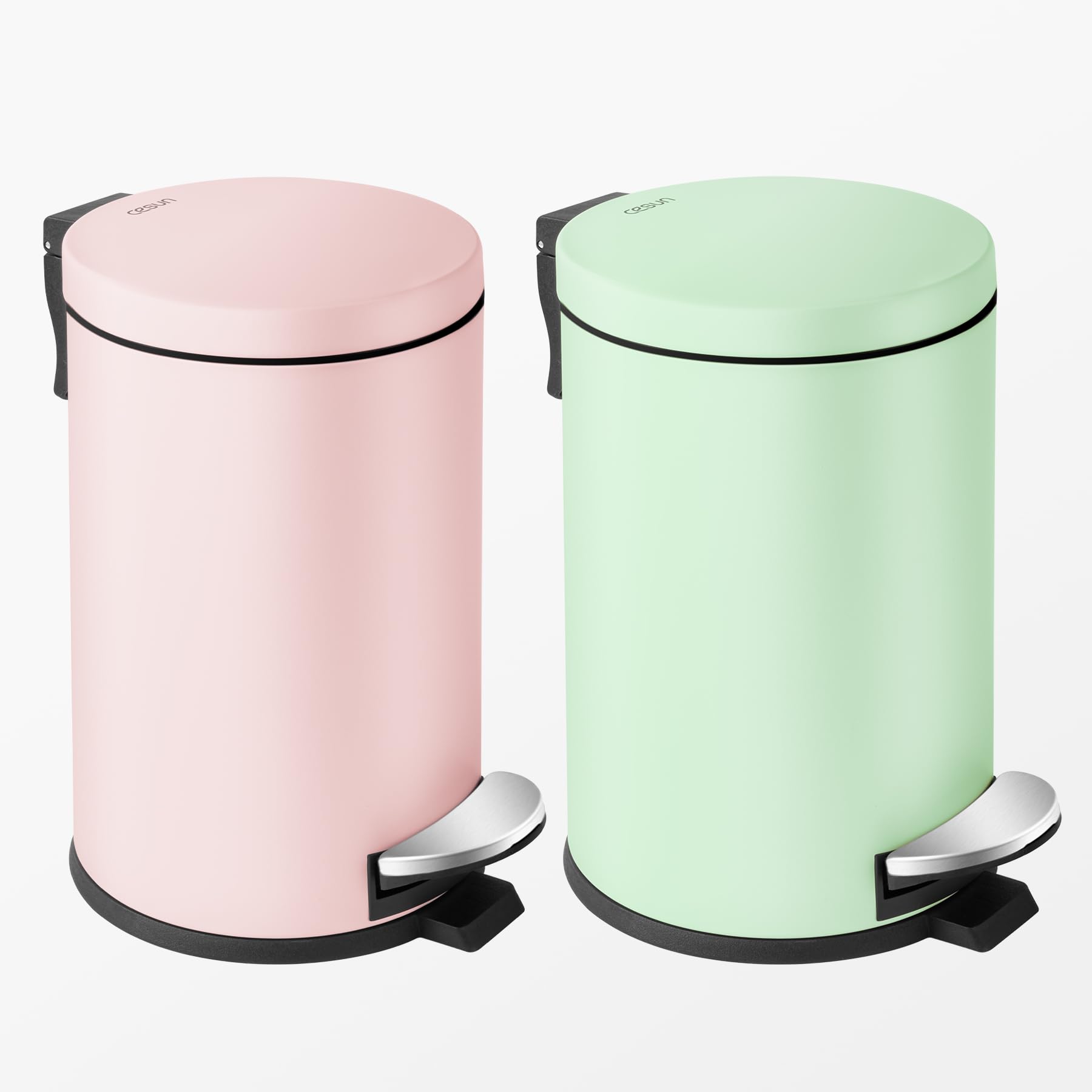 Cesun small trash can with lid offers tidy, low-noise operation.