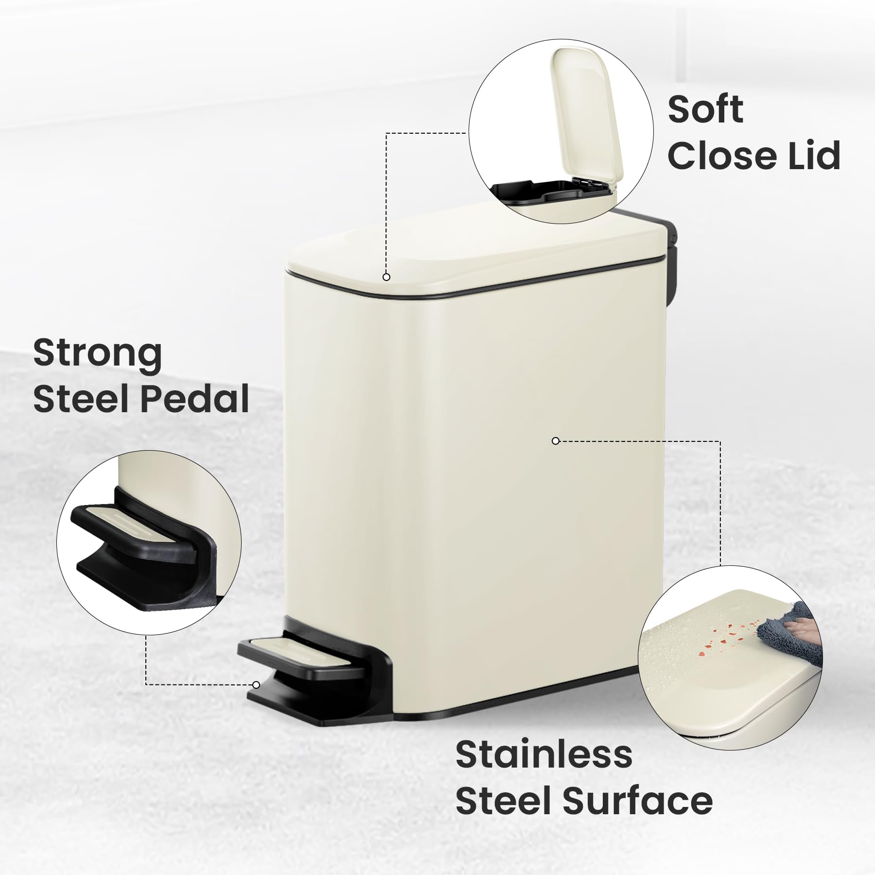 Cesun fingerprint-resistant finish keeps the can looking clean.
