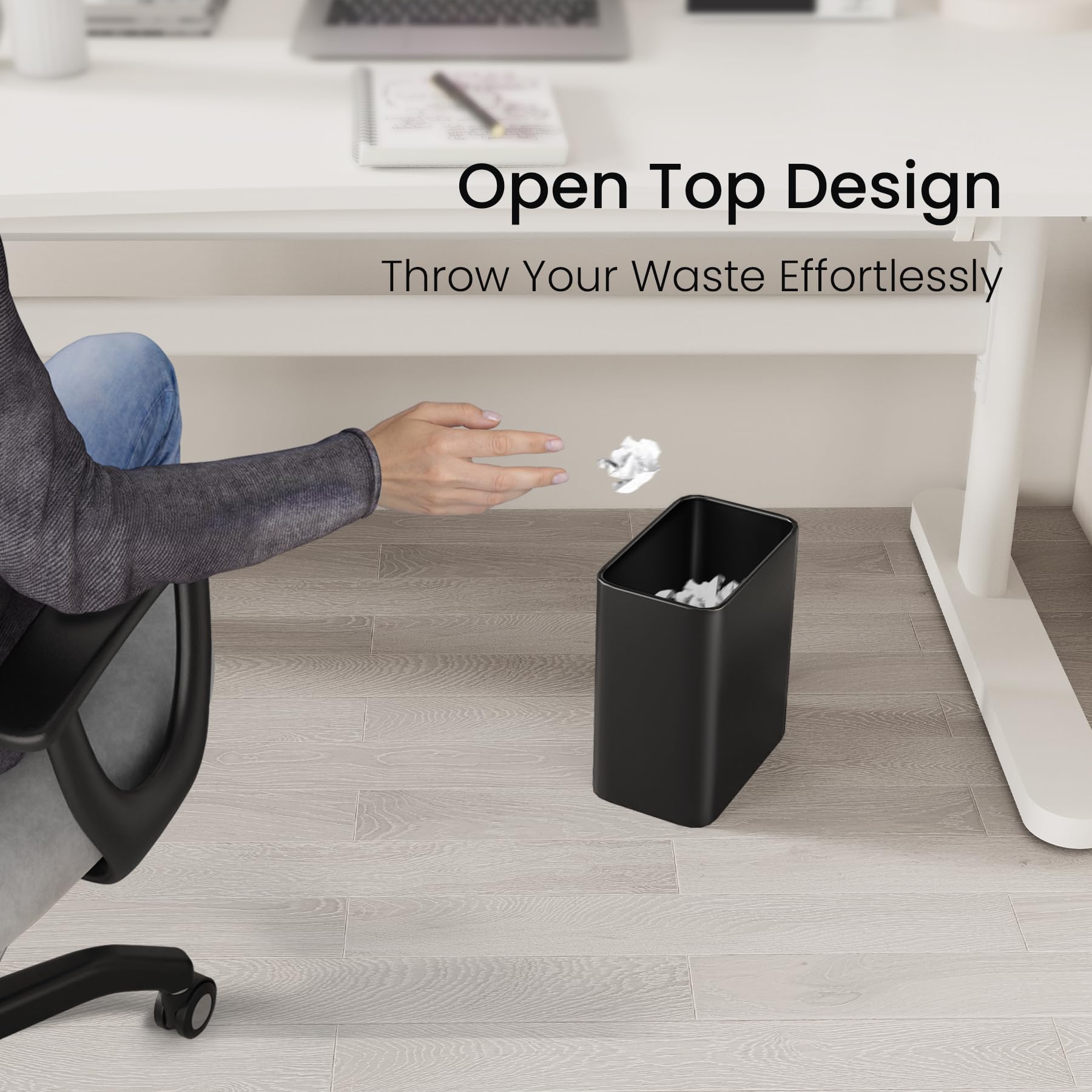 Cesun minimalist metal trash bin adds subtle elegance to any room.