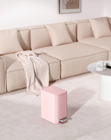 Cesun modern pink trash can suits bathroom, bedroom, or office decor.