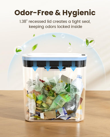 Cesun 5-gallon capacity suits bathrooms, offices, and bedrooms for less bag changes.