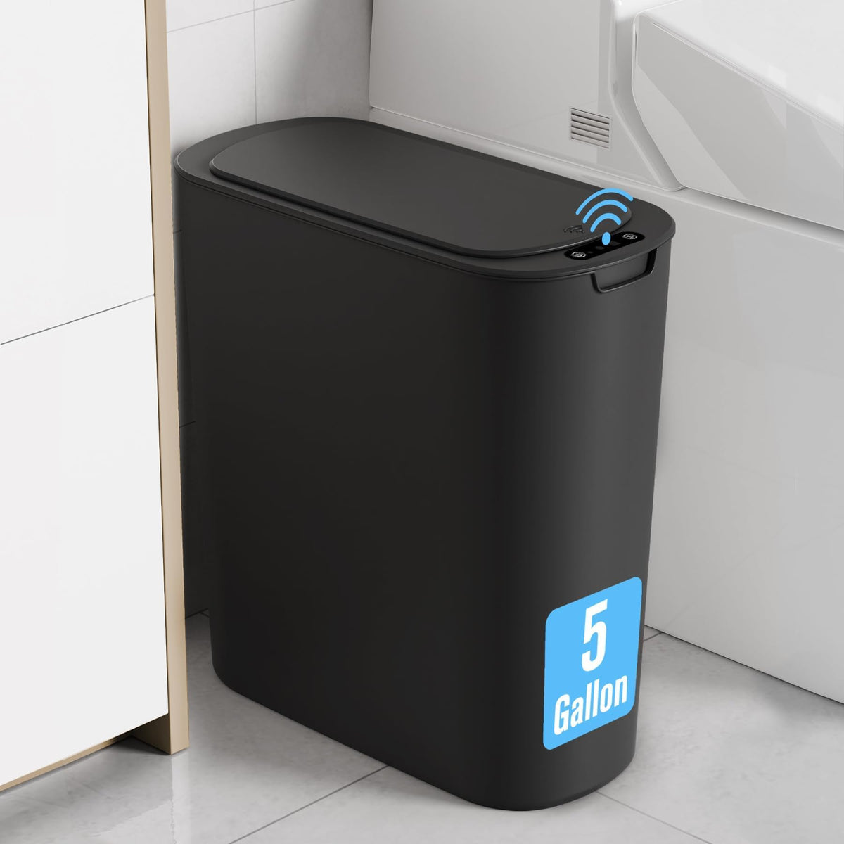 Cesun motion-sensor trash can lid-opening in action for touchless use.