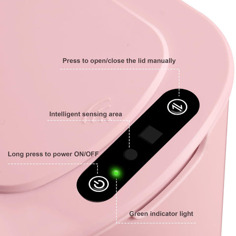 Cesun pink motion sensor trash can compact design beside sink.