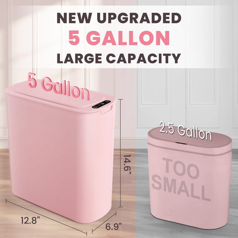 Cesun pink motion sensor trash can lid open, hands-free convenience.