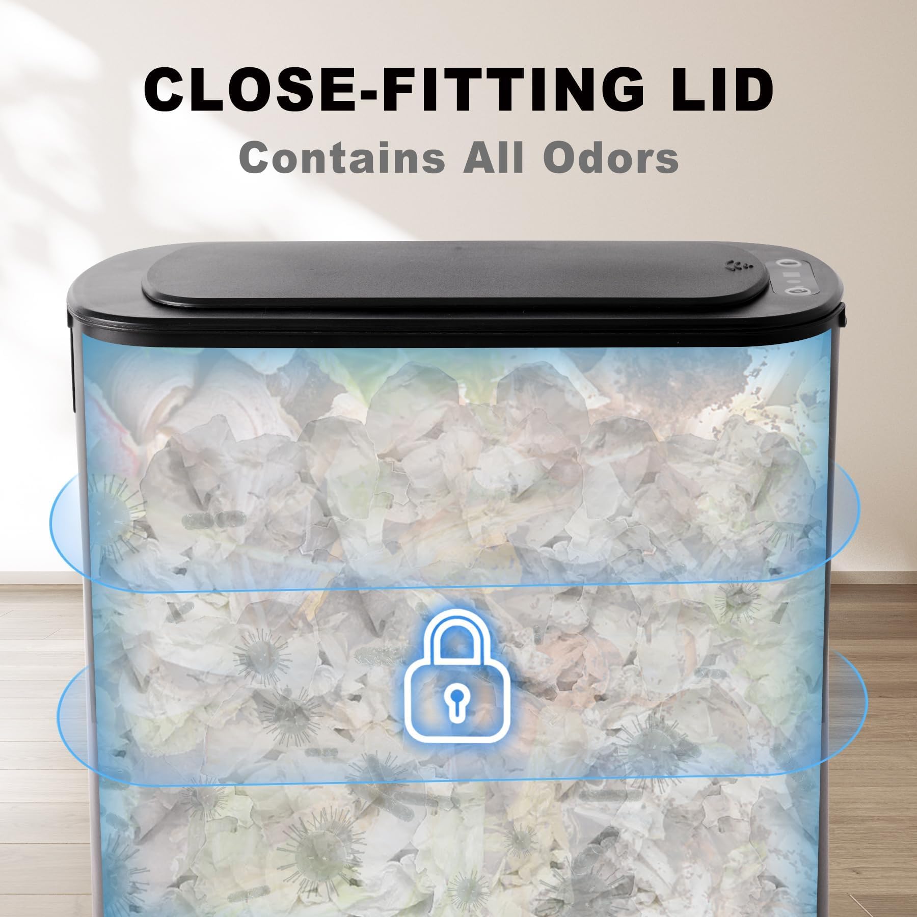 Cesun motion-sensor trash can ideal use scenarios in bathroom, bedroom.