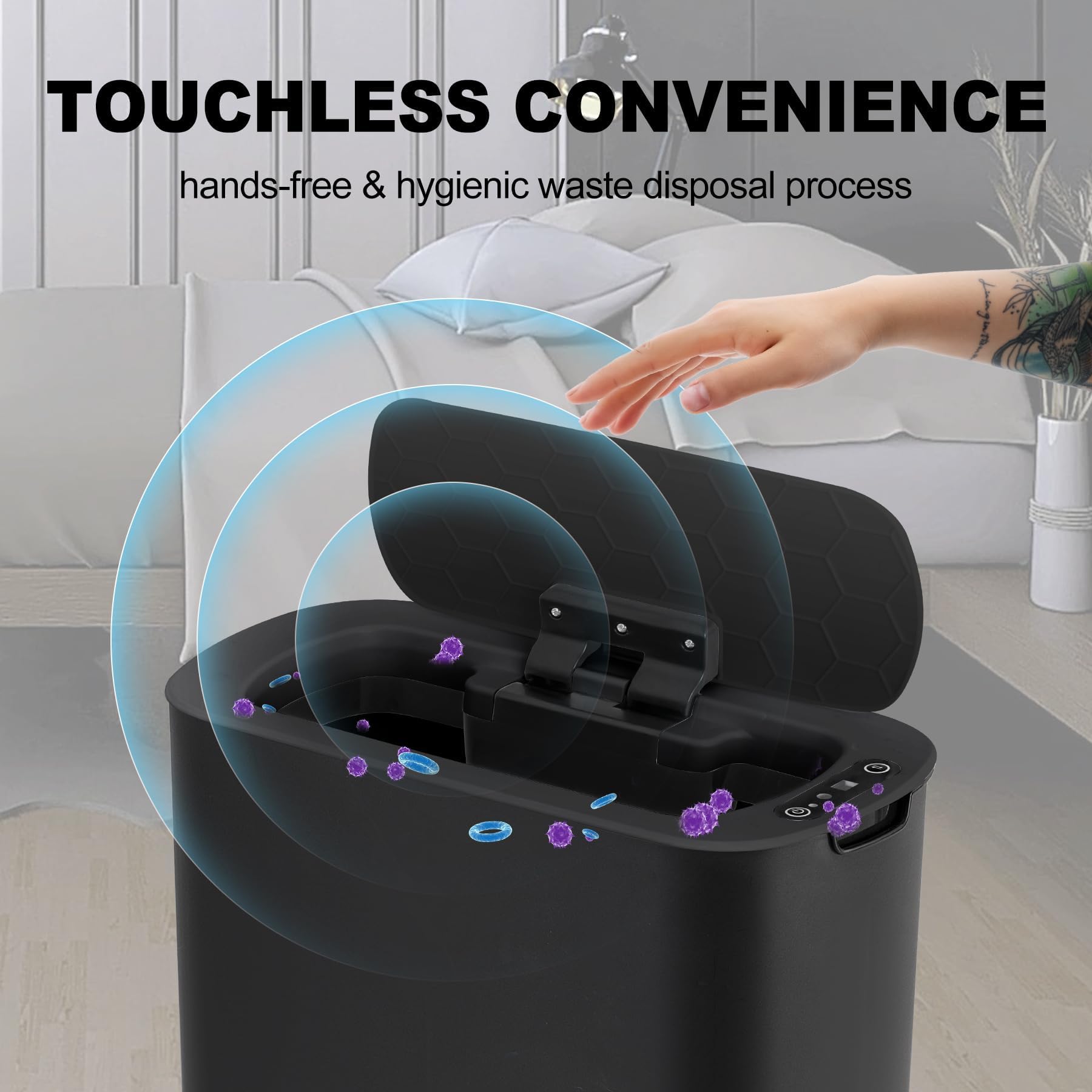 Cesun motion-sensor trash can sealed lid helps contain odors in humid spaces.