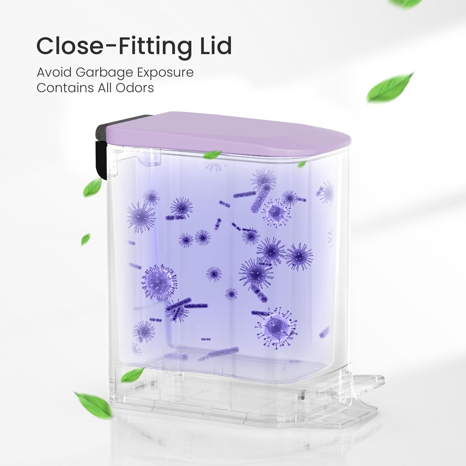 Cesun pet-proof lid design prevents curious pets from rummaging trash.