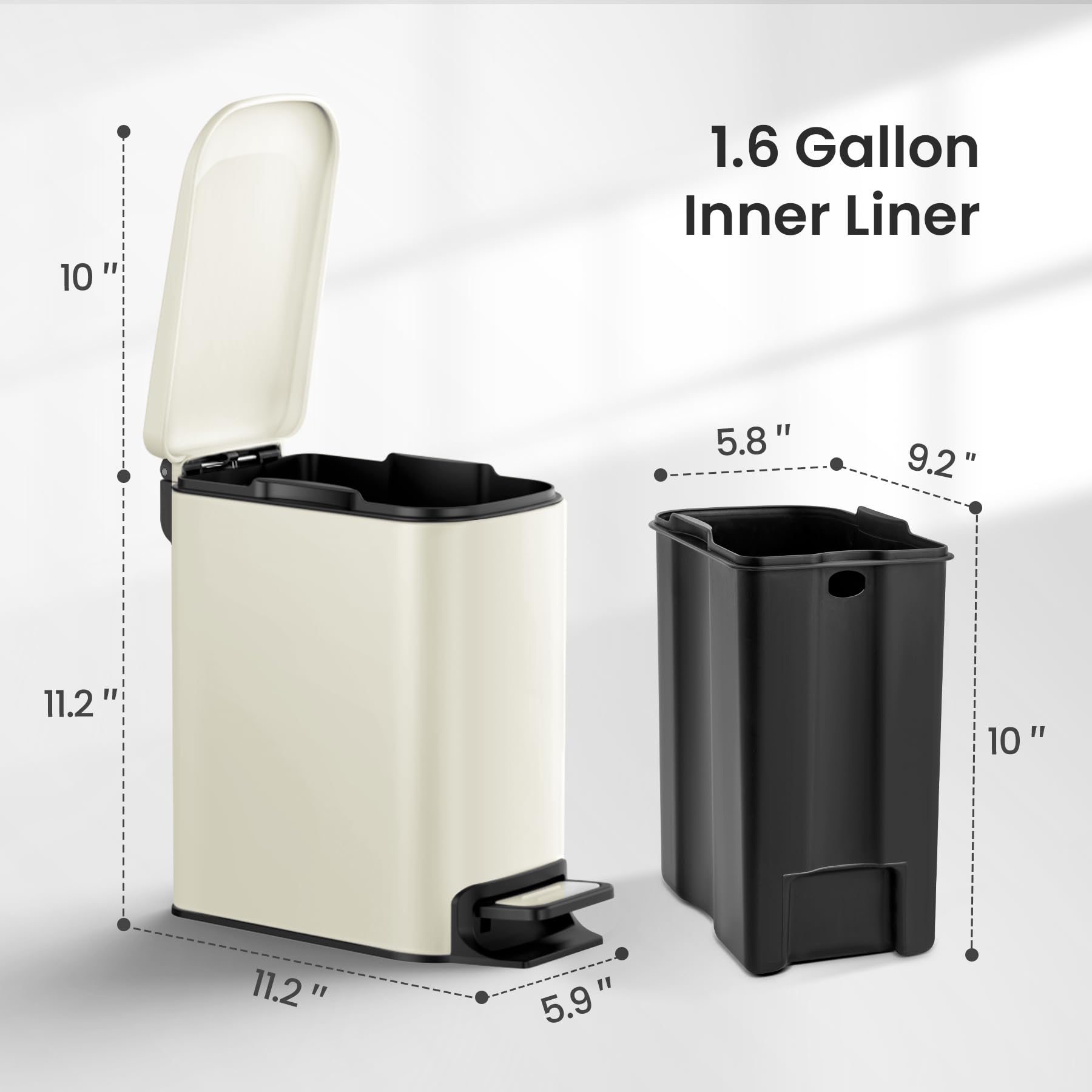 Cesun removable inner bucket for easy bag changes.