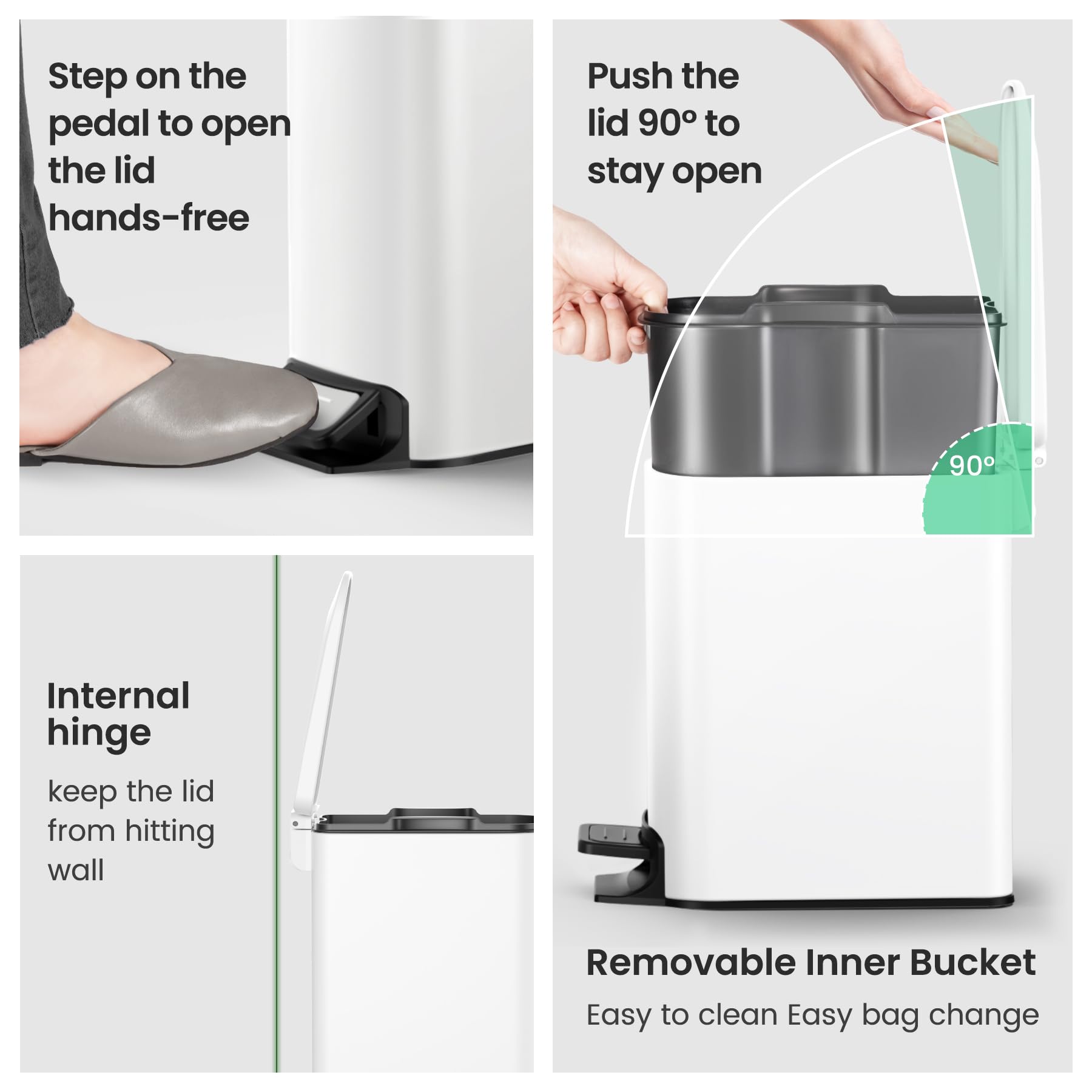 Cesun removable inner bucket for easy cleaning and bag changes