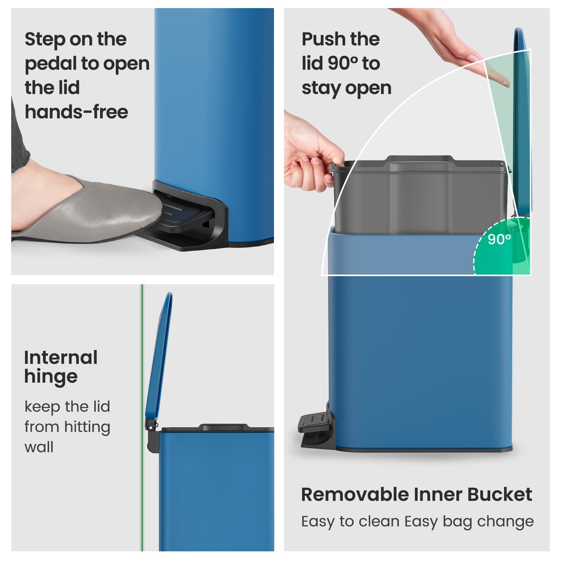 Cesun removable inner bucket with bag retention in blue