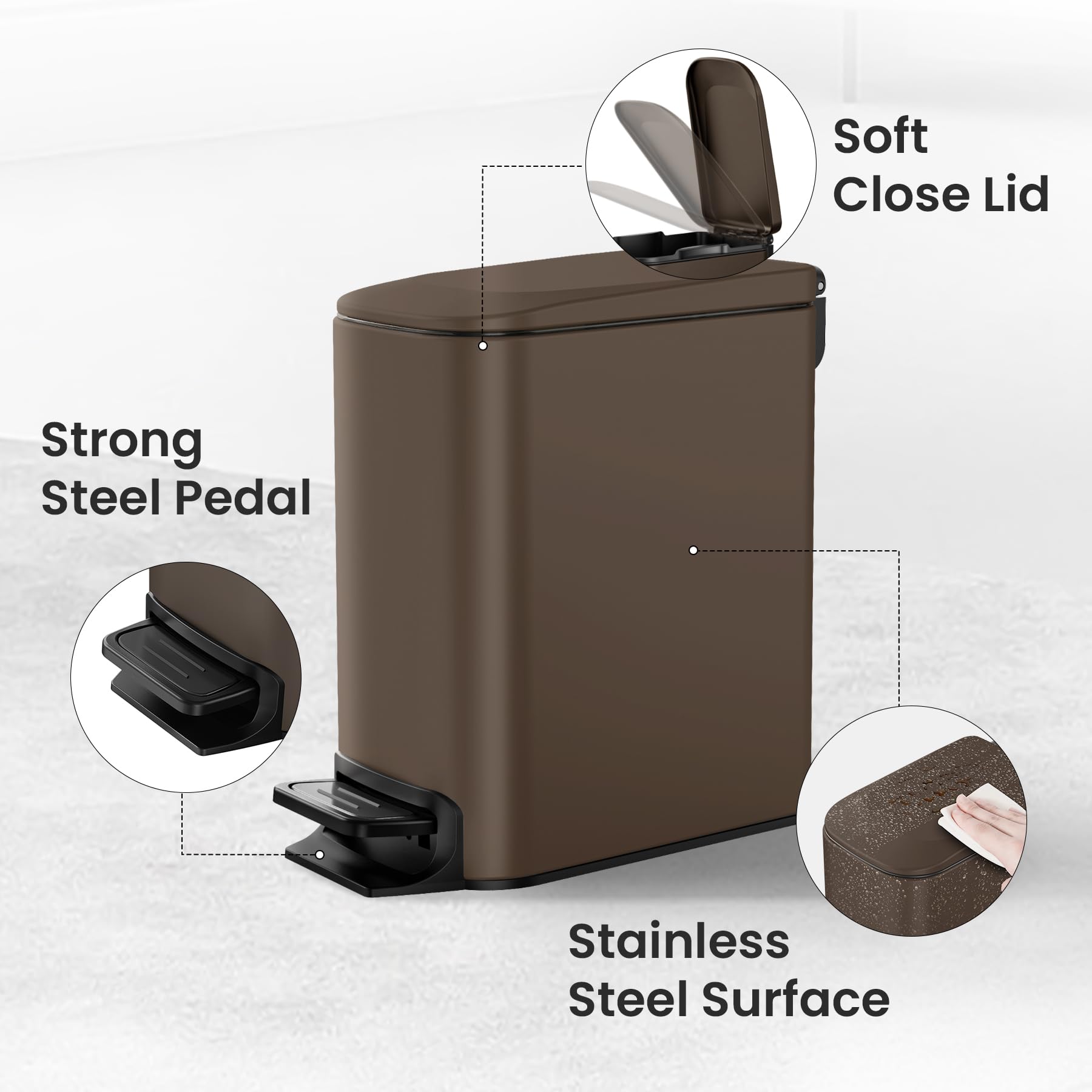 Cesun trash bin with sealed lid helps control odors in small spaces.