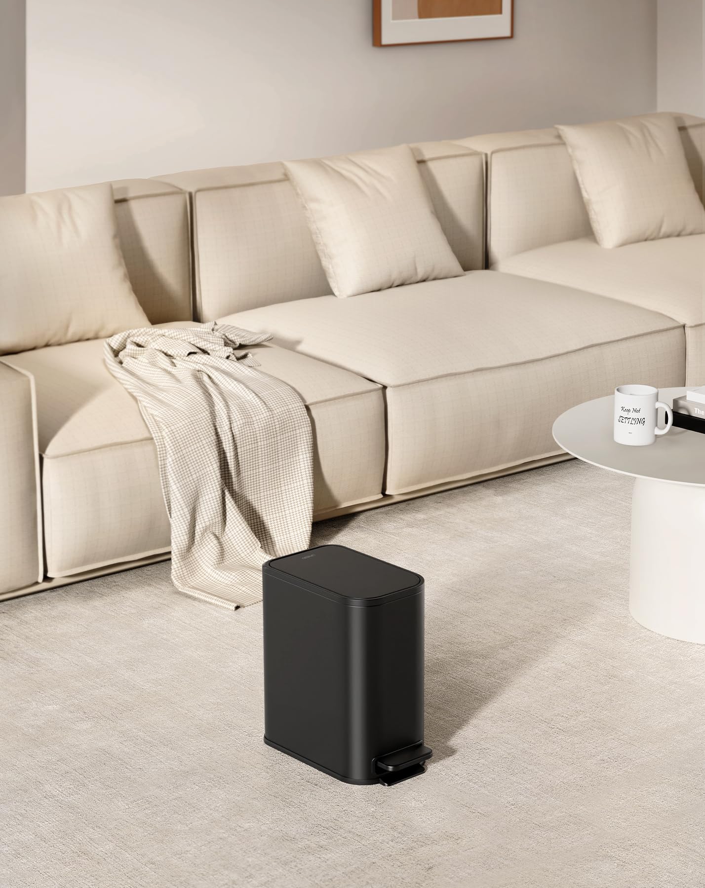 Cesun slim trash can saves floor space in narrow areas