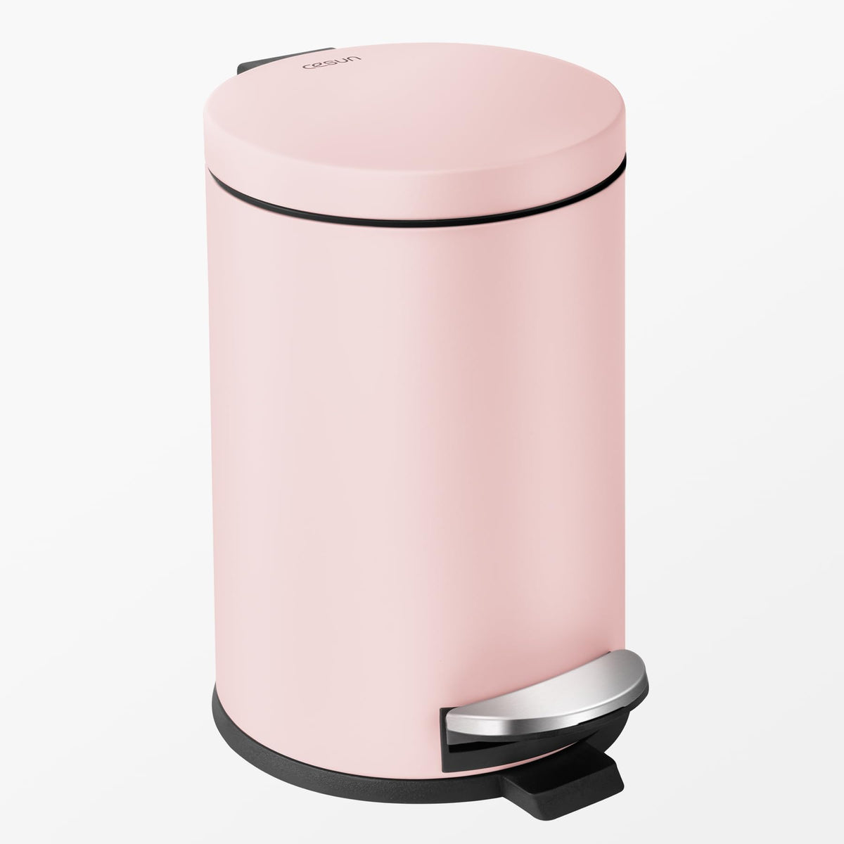 Cesun small pink trash can with lid saves space in compact bathrooms.