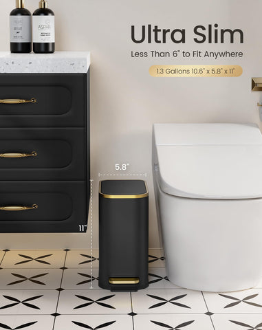 Cesun 5L slim trash can with removable inner bucket for simple waste disposal.