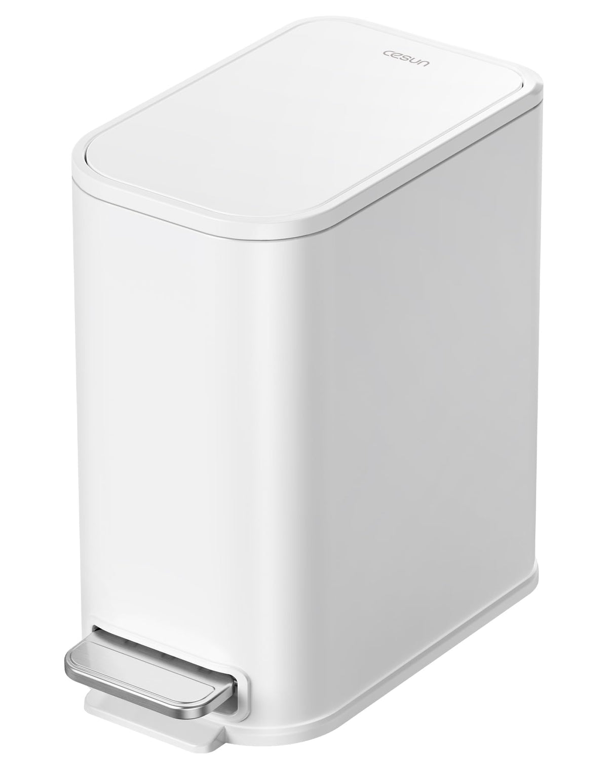 Cesun small trash can with soft-close white lid for quiet use.