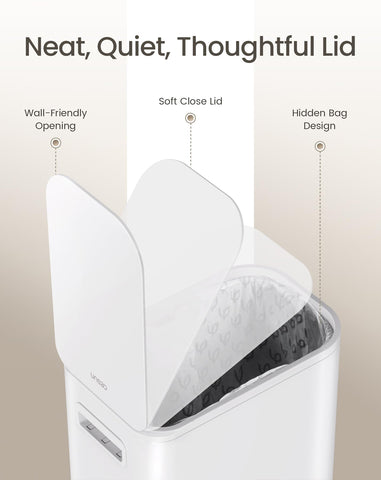 Close-up of Cesun soft-close lid in action for silent disposal.