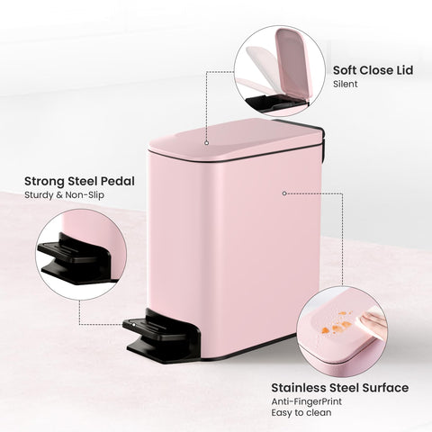 Cesun stainless steel pedal trash can with anti-fingerprint finish keeps a clean look