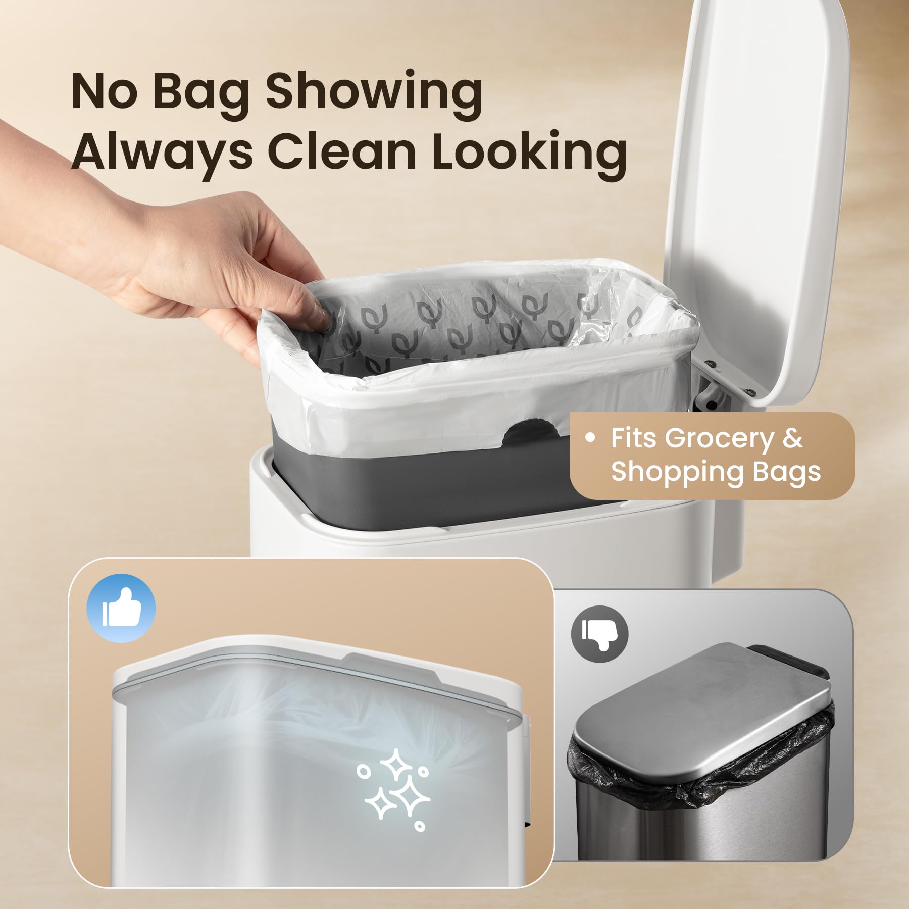 Cesun stainless steel bin with soft-close lid provides quiet use