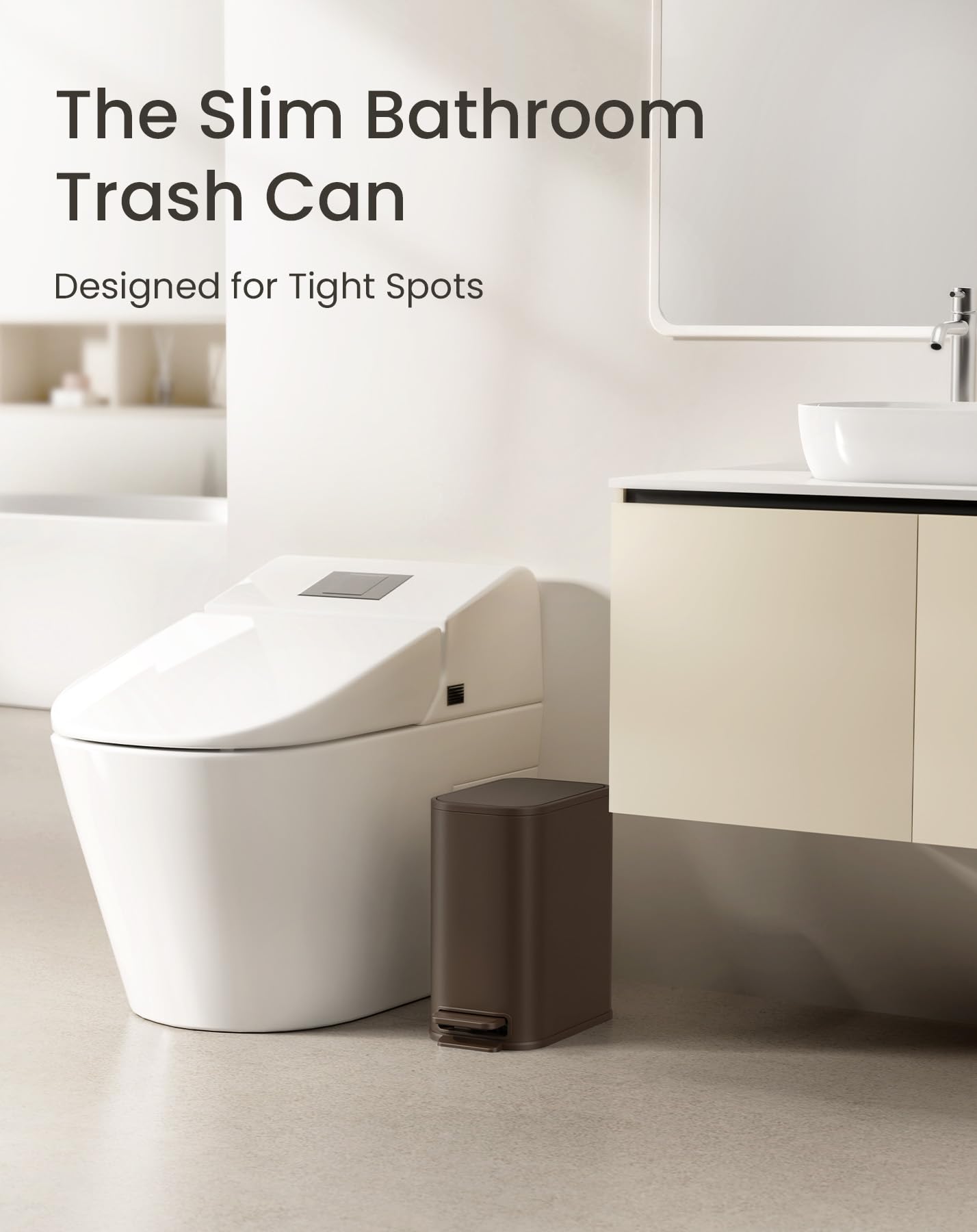 Cesun brown stainless steel trash can with 5-liter capacity for daily use