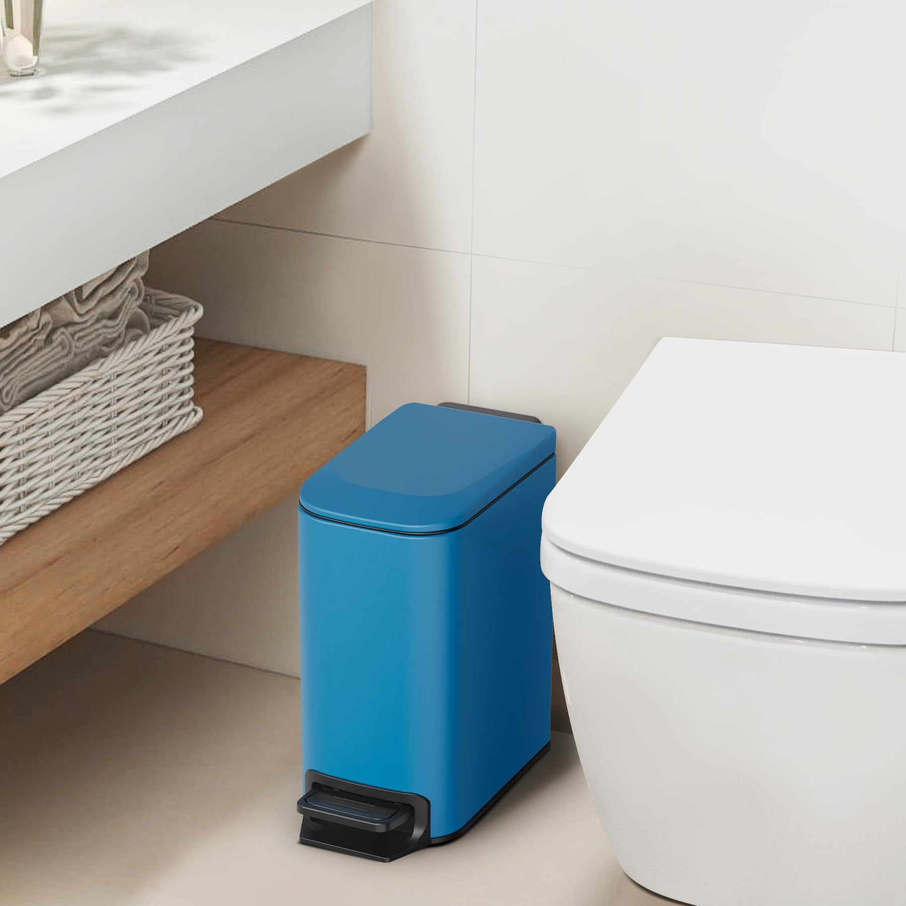 Cesun stainless steel 6L trash can with removable inner bucket in blue