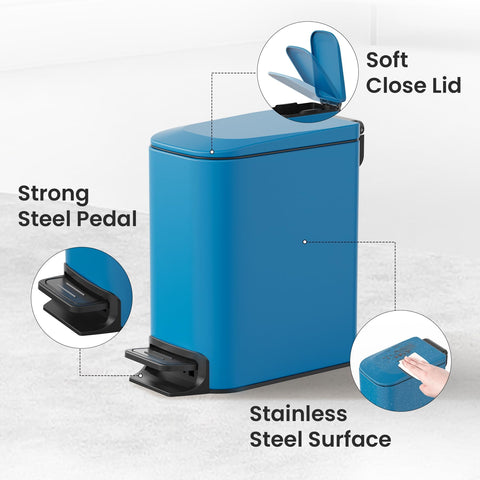 Cesun sturdy steel pedal trash can designed for long life in blue