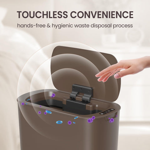 Countdown green light indicates open lid status on Cesun trash can