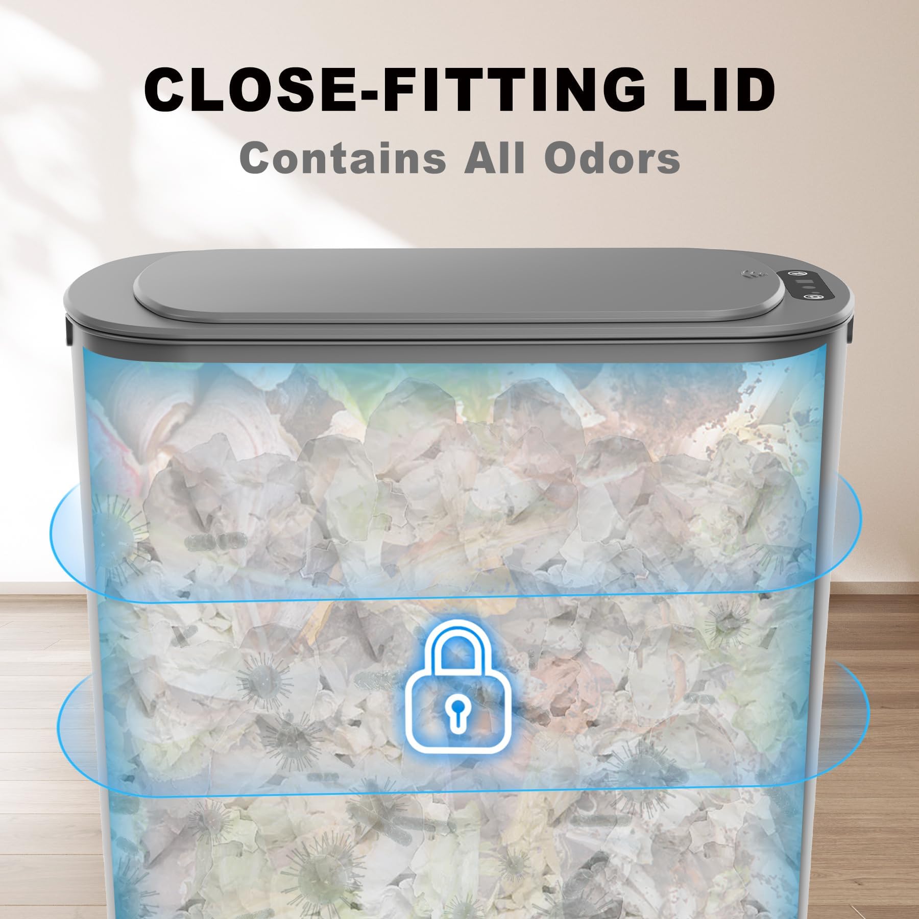 Cesun manual button enables quick lid access when needed.