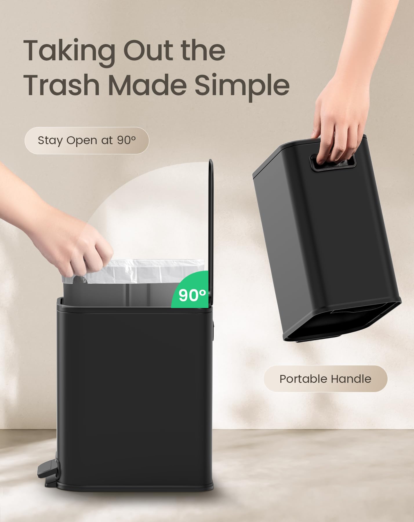 Cesun soft close lid provides quiet operation and keeps odors contained