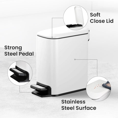 Cesun white compact bathroom trash bin in a tight space