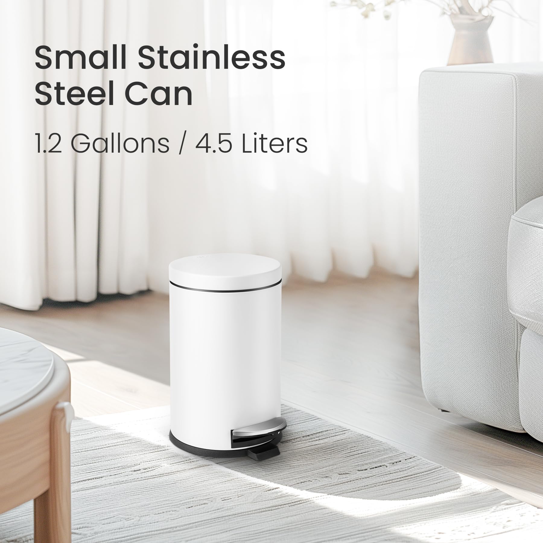 Cesun white bathroom trash can with lid complements clean, modern decor.