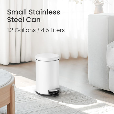 Cesun white bathroom trash can with lid complements clean, modern decor.