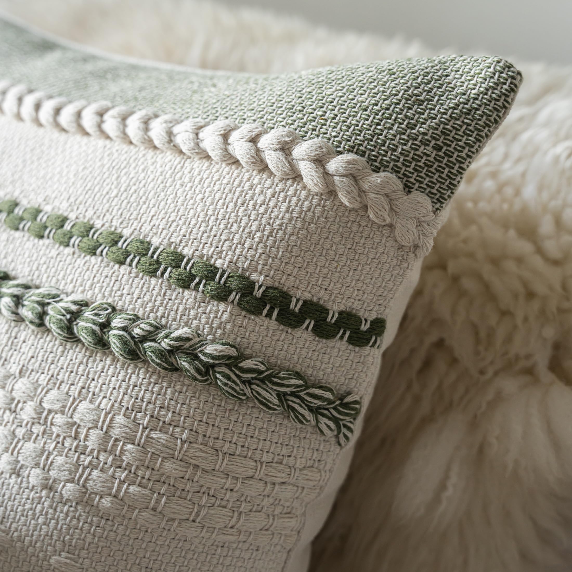 Cethom Boho lumbar pillow cover on sofa enhances living room ambiance.