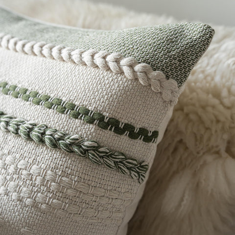 Cethom Boho lumbar pillow cover on sofa enhances living room ambiance.