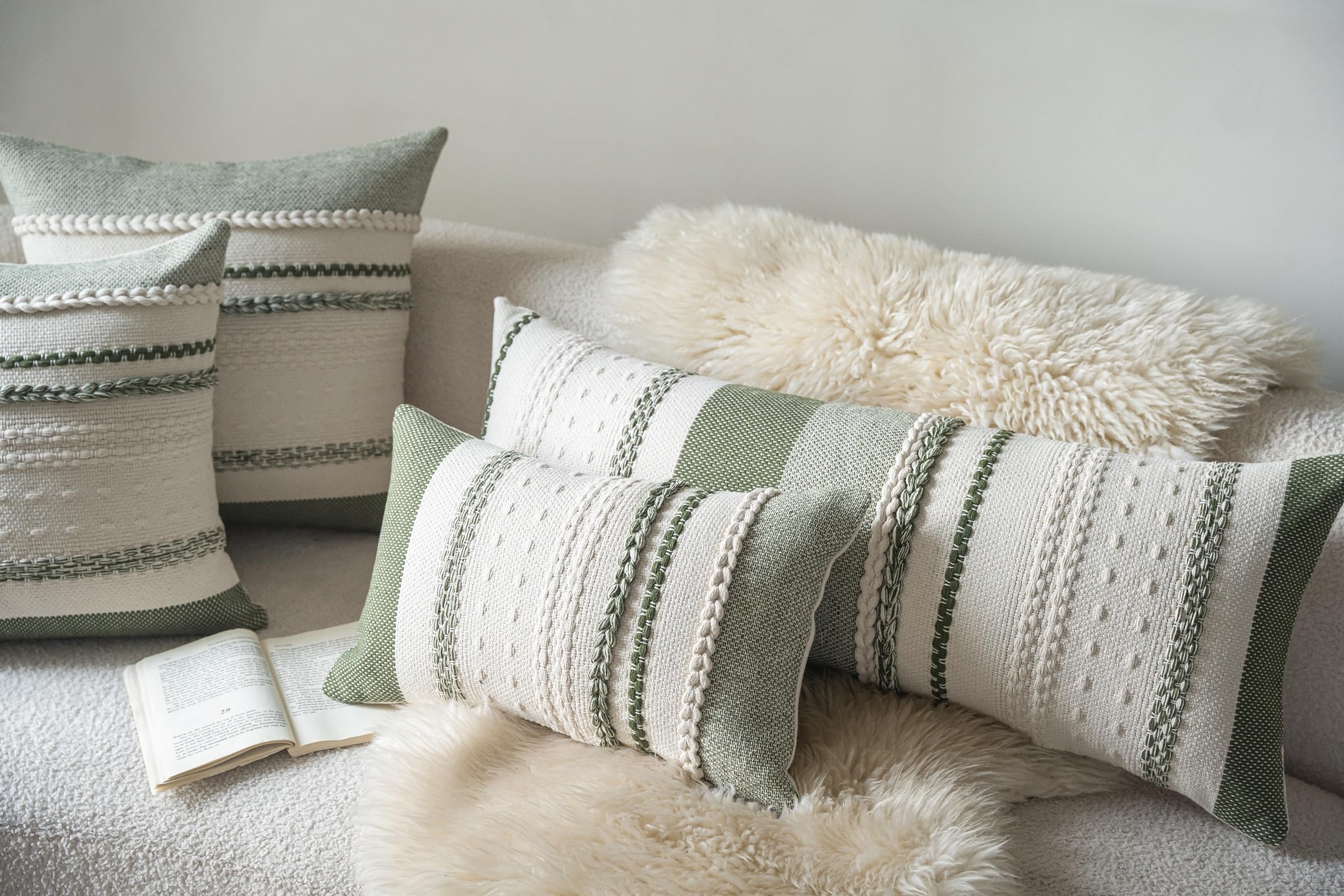 Close-up of Cethom Boho lumbar pillow cover texture reveals durable weave.