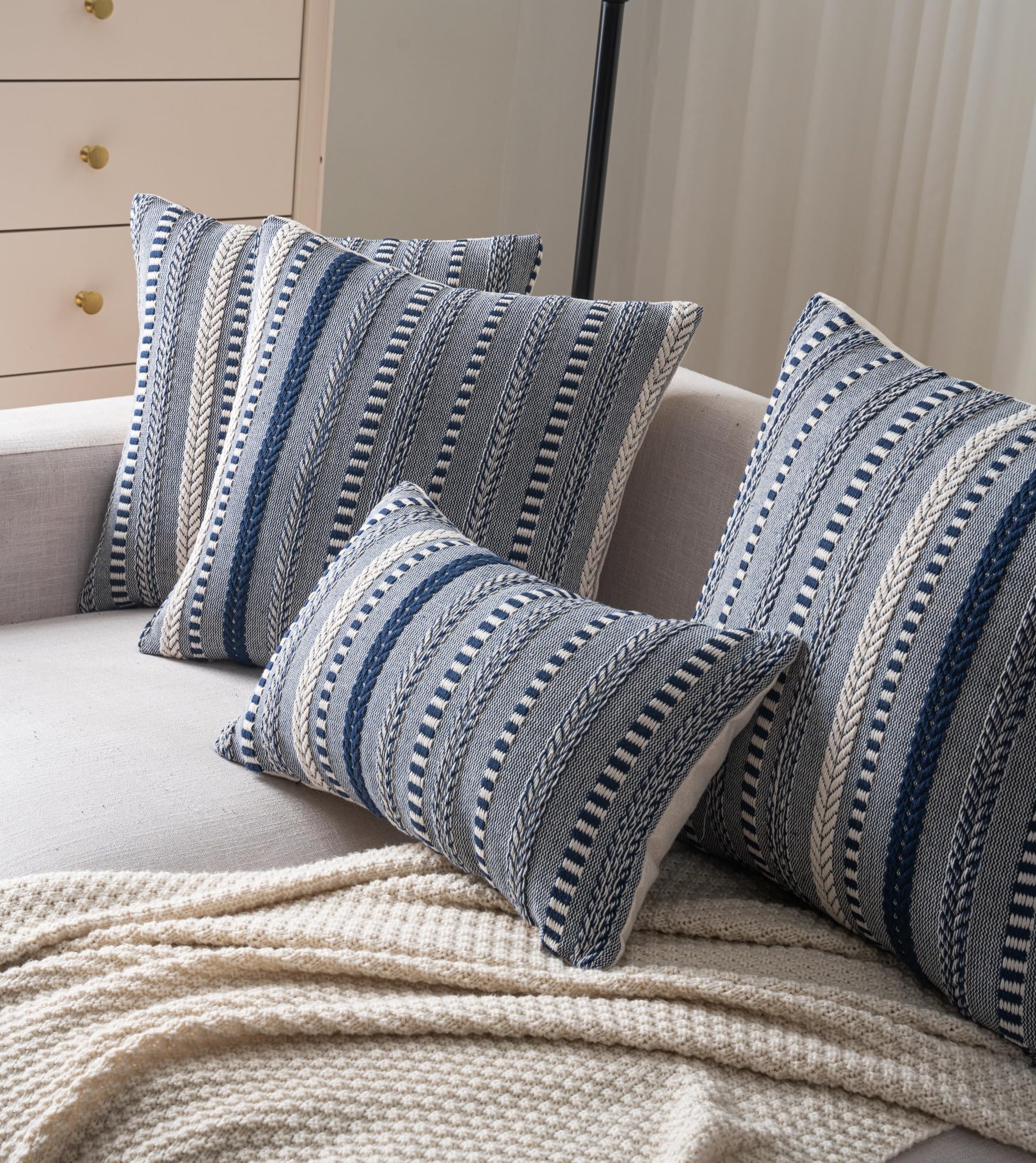 Cethom Boho Pillow Cover showcases two bold woven stripes.