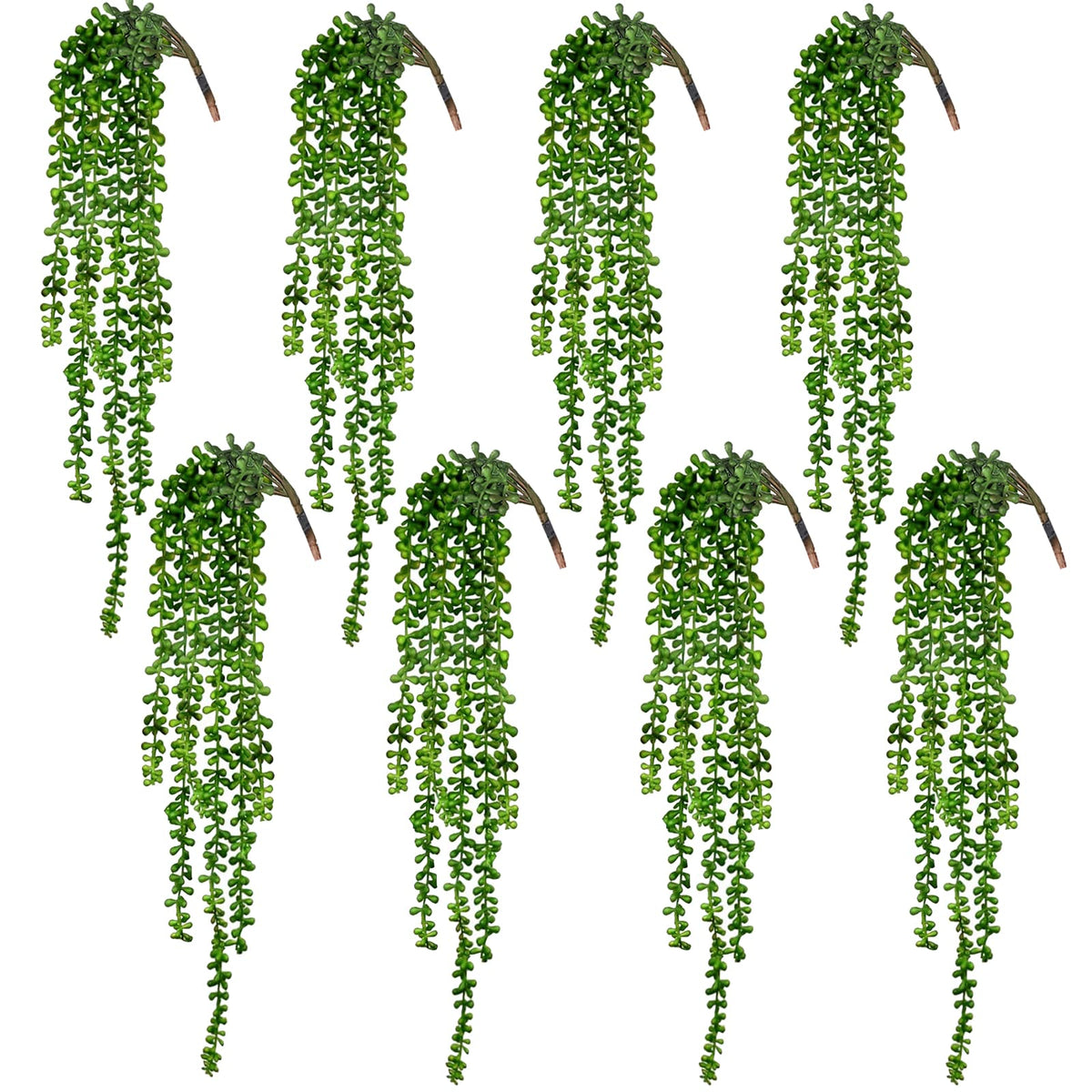 CEWOR 8-piece artificial succulents hanging plants for versatile wall decor.