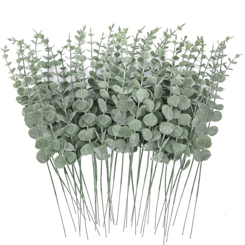 CEWOR artificial eucalyptus stems with gray-green leaves for elegant centerpieces