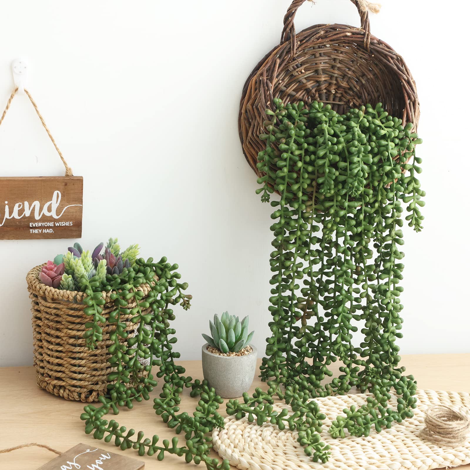 CEWOR outdoor patio styling with UV-resistant artificial greenery.