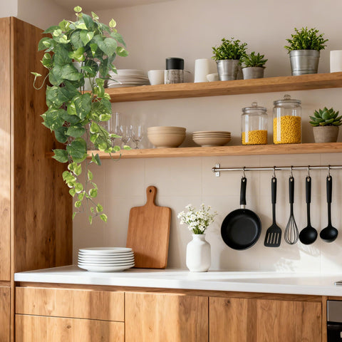 CEWOR Pothos arrangement setup demonstrating quick styling and fullness.