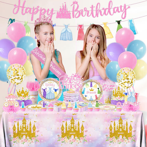 Cextoga princess banner and toppers create festive focal point.