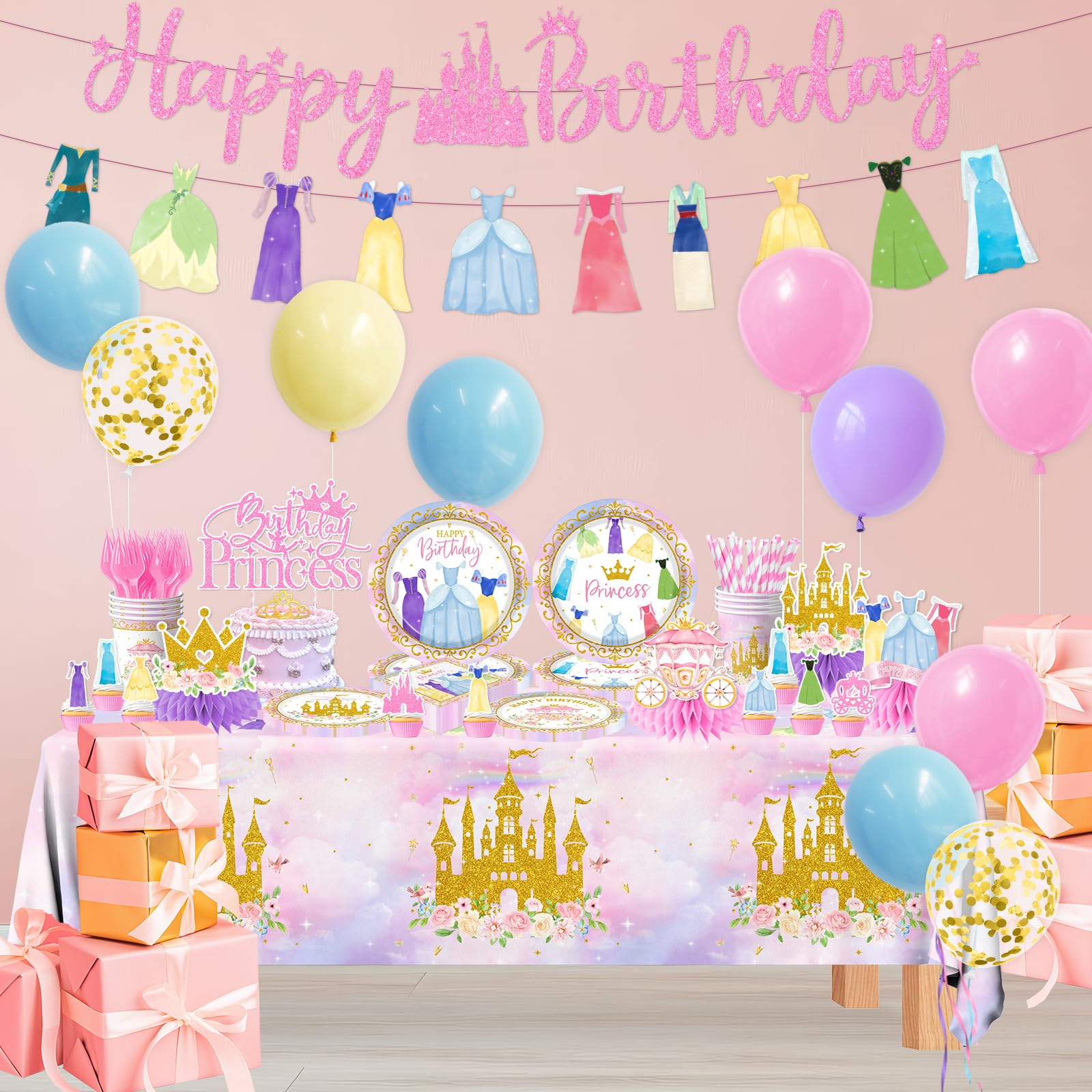 Cextoga pink princess balloons add soft color and celebration.