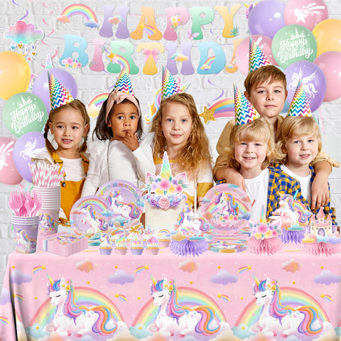 Cextoga unicorn tablecloth provides easy cleanup for table setup
