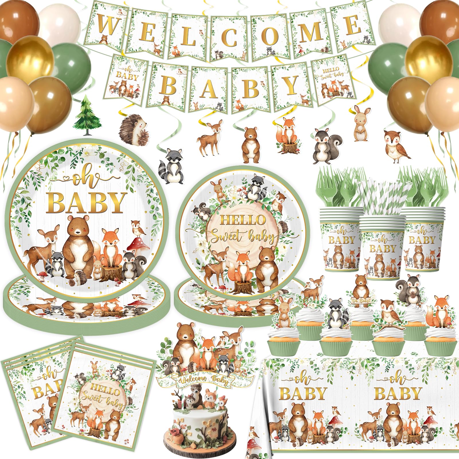 Cextoga woodland baby shower banner enhances the forest theme and welcoming mood.