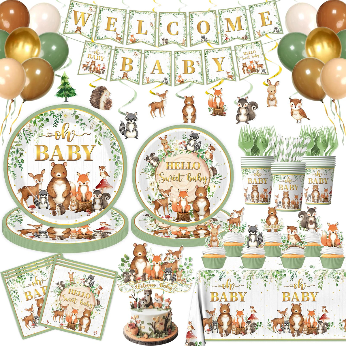Cextoga woodland baby shower banner enhances the forest theme and welcoming mood.