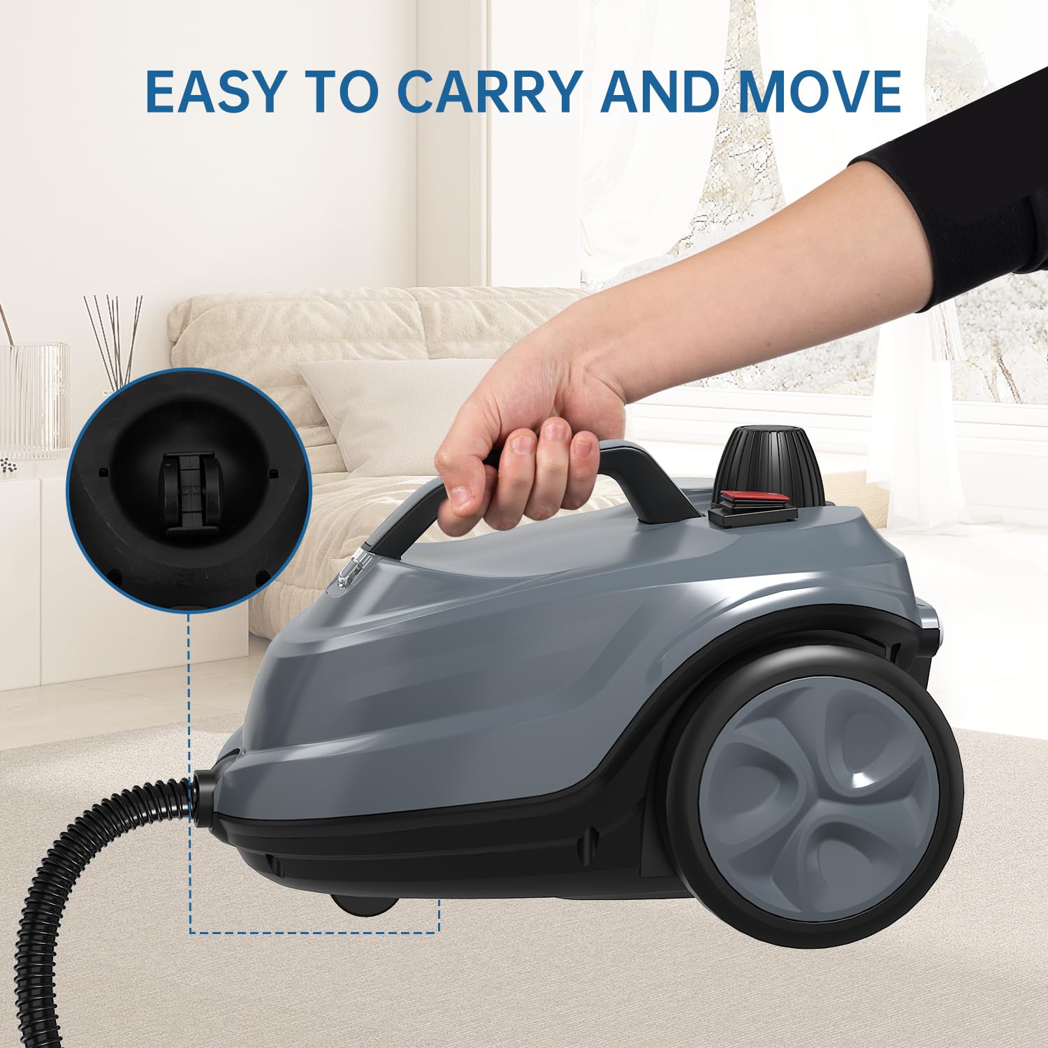 Ceyodo steam cleaner floor scrub brush attached to unit during mopping