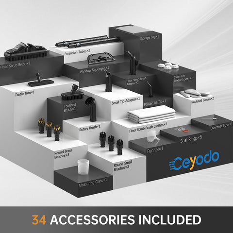 Ceyodo steam cleaner tank close-up highlighting 2-liter capacity for extended cleaning